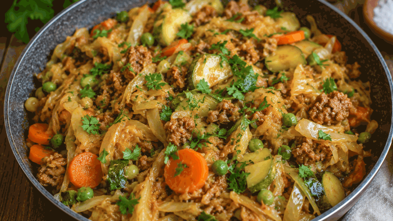 Тушеная капуста станет вкуснее и сытнее: добавьте фарш, кабачок и зеленый горошек - рецепт Обычную тушеную капусту легко превратить в полн...