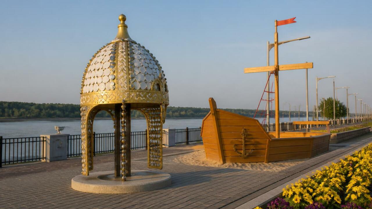 На Речном бульваре Чебоксар открыли «Тухью» и корабль-песочницу В Чебоксарах на Речном бульваре открыли арт-ком...