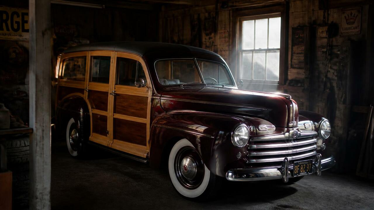 На аукцион выставили Ford 1946 года с деревянным кузовом На аукционе Hagerty Marketplace продают Ford Su...